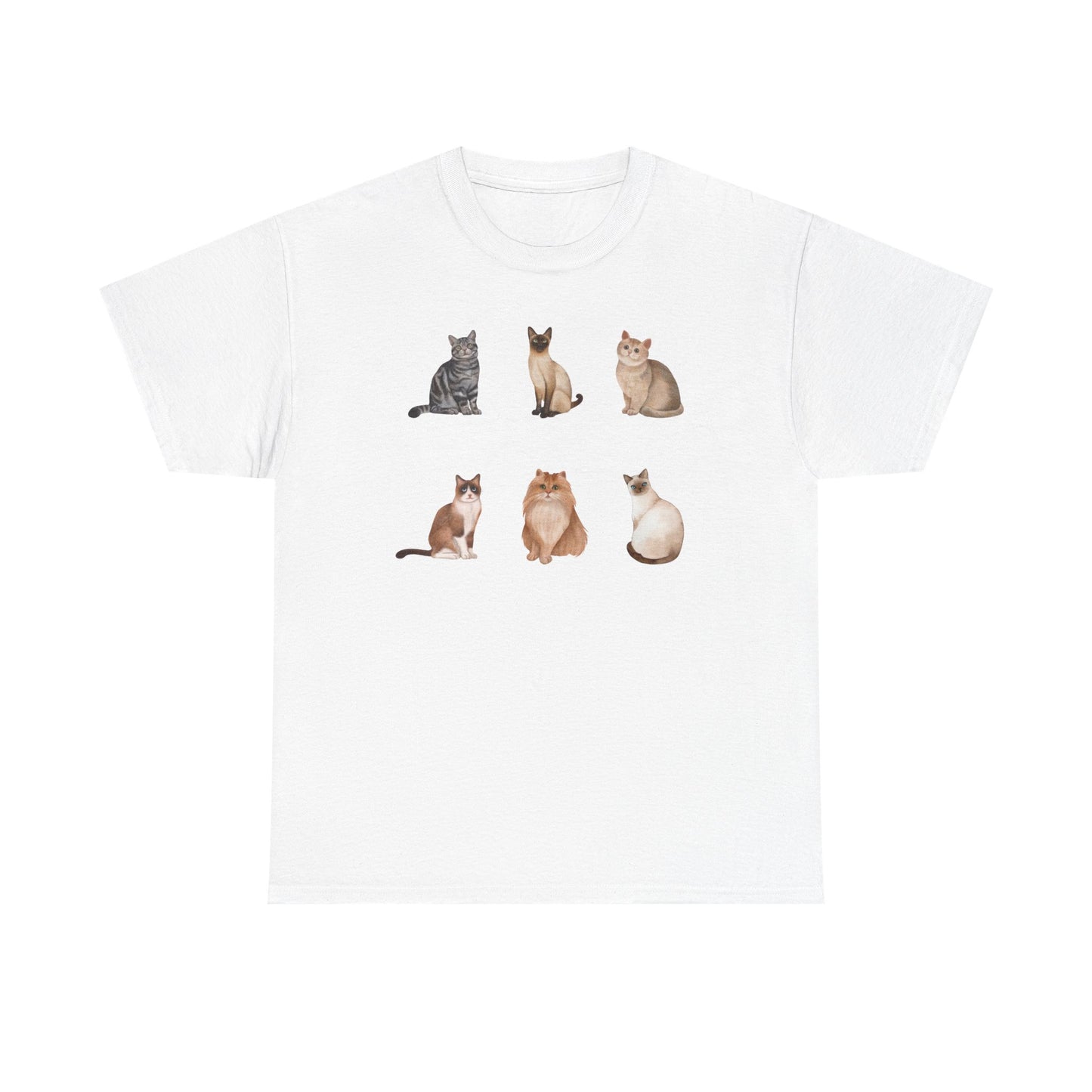 Cat Lineup T-Shirt — Cute Sitting Cats Graphic Tee