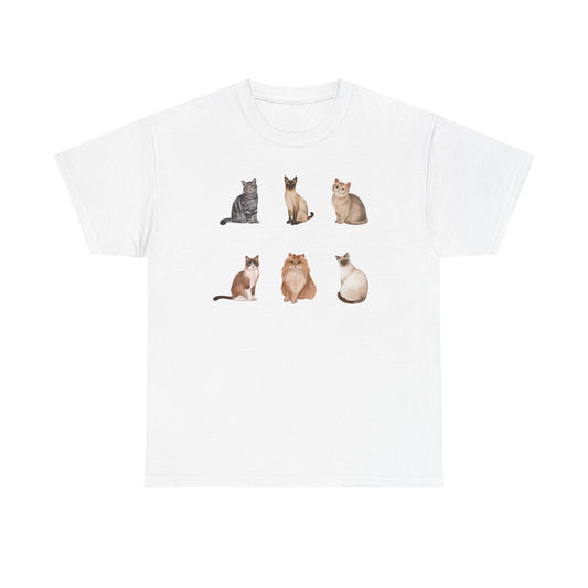 Cat Lineup T-Shirt — Cute Sitting Cats Graphic Tee