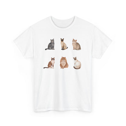 Cat Lineup T-Shirt — Cute Sitting Cats Graphic Tee