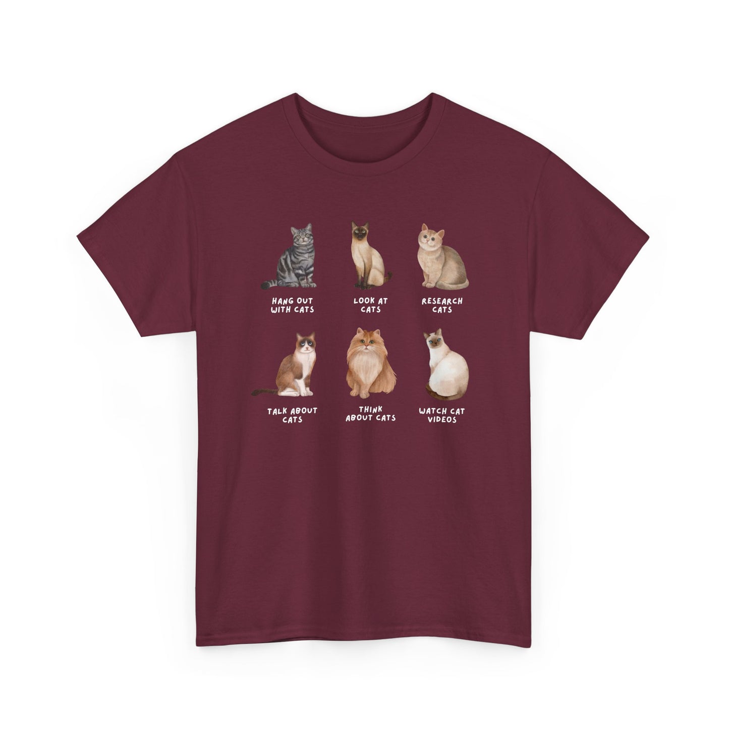 Cat Lineup T-Shirt — Cute Sitting Cats Graphic Tee